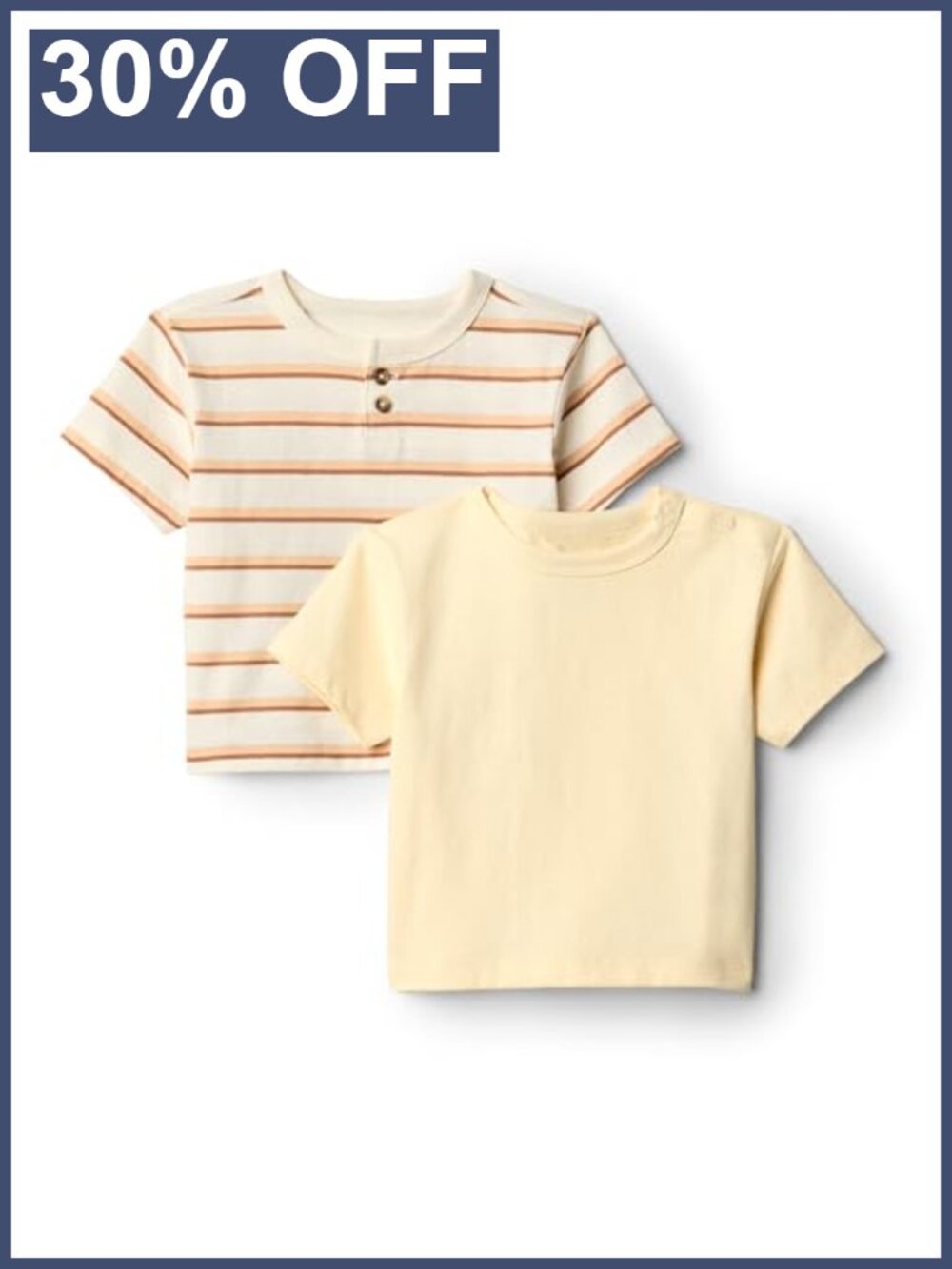Cotton Baby Boys Crewneck Short Sleeve Tees 2-Pack Snap